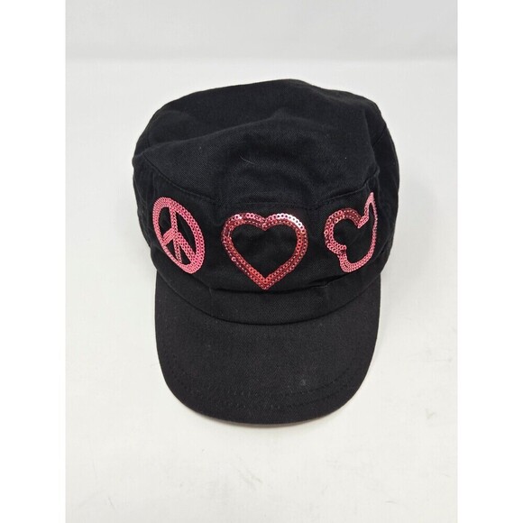 DISNEY PARKS BLACK COTTON NEWSBOY CAP HAT PEACE LOVE & MICKEY MOUSE UNISEX OS - Picture 12 of 12